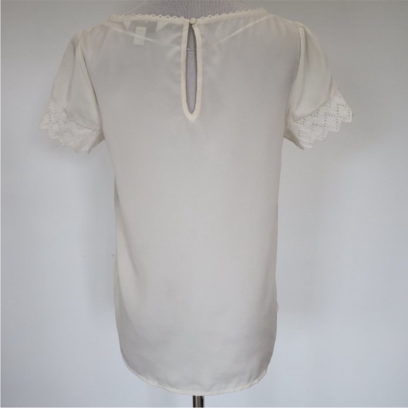 ANN TAYLOR Size 0 Ivory Red Skirt Blouse Set Career - Picture 13 of 16